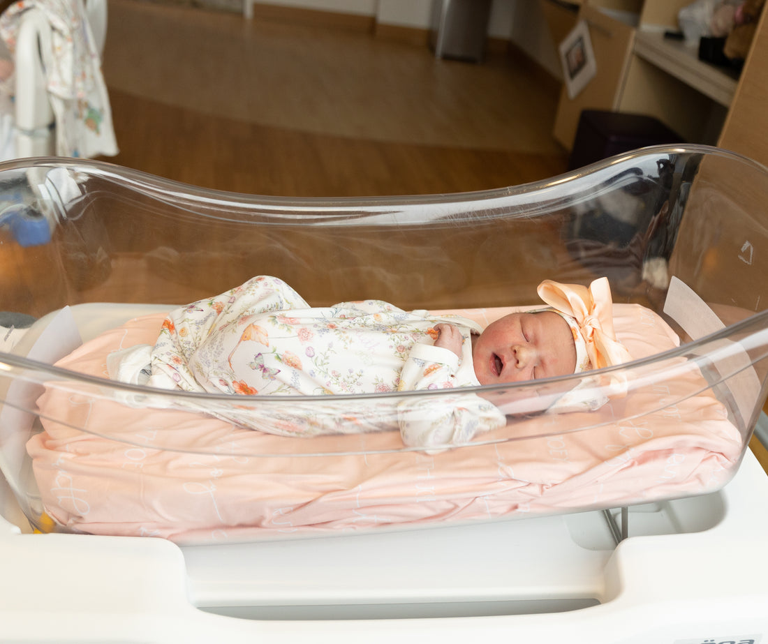 Personalized Baby Gown – Floral Spring Baby Gown with Tie Bottom, Soft Jersey