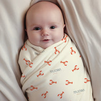Personalized Baby Swaddle – Lobster Print Swaddle Blanket | Soft Stretchy Fabric