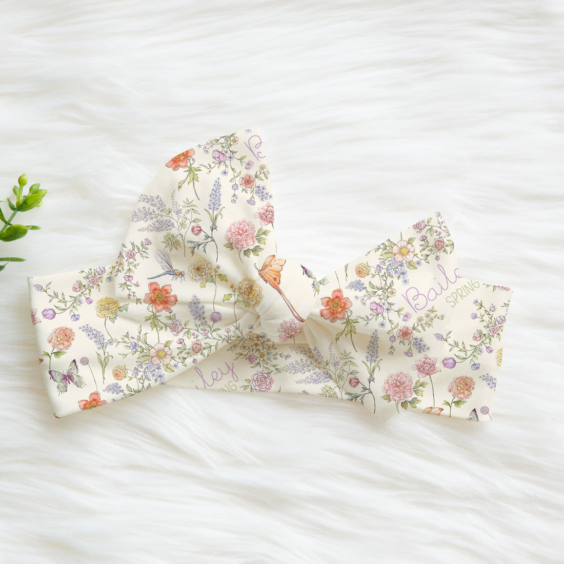 Baby Gift Set – Personalized Knotted Baby Gown & Floral Swaddle with Headband