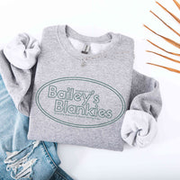 Bailey's Blankies Gray Crewneck Embroidered Sweatshirt