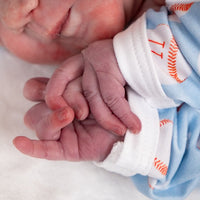 Personalized Baby Baseball Set – Newborn Baseball Outfit with Tie Bottom Gown & Swaddle Blanket