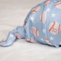 Personalized Baby Baseball Set – Newborn Baseball Outfit with Tie Bottom Gown & Swaddle Blanket