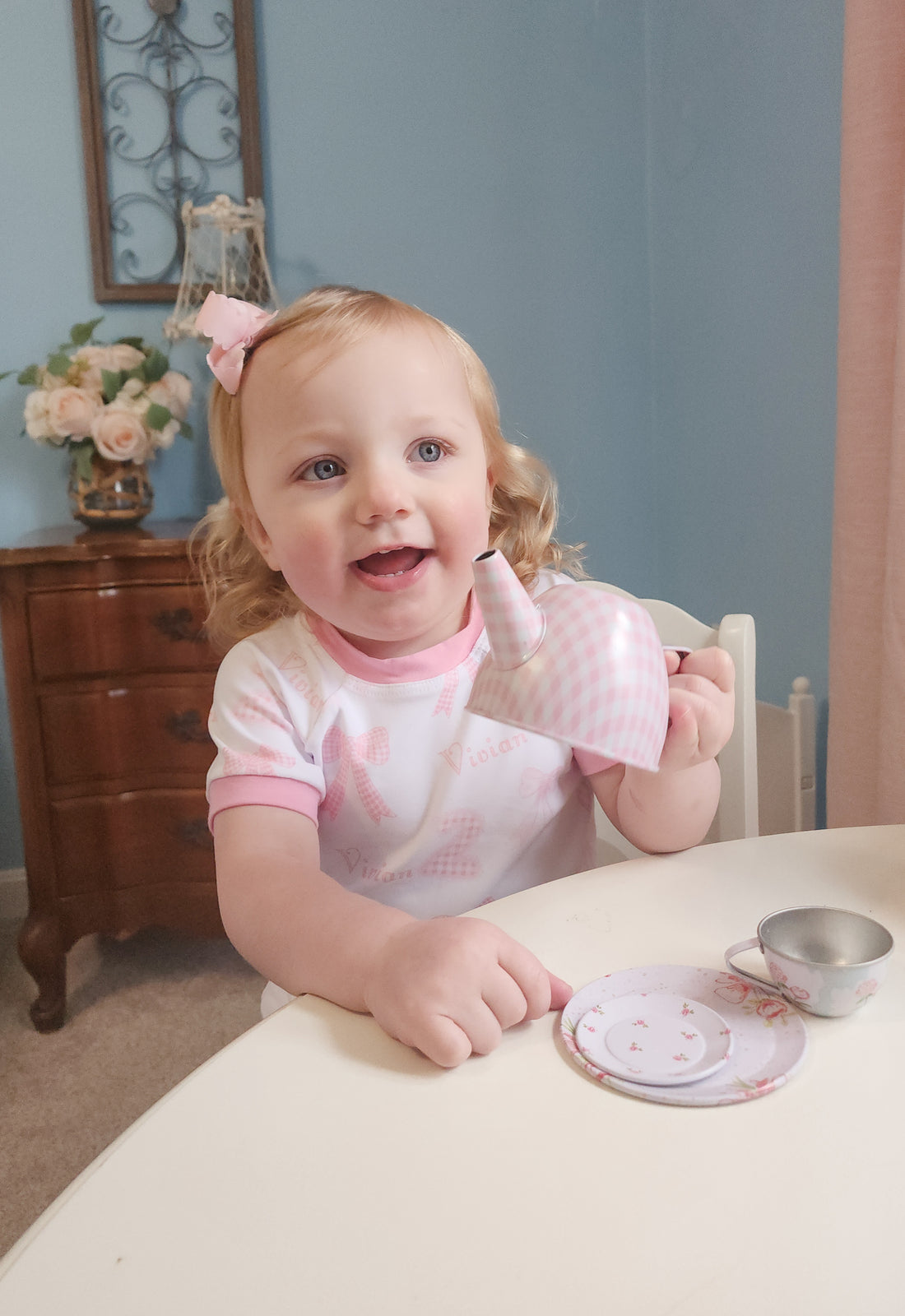 Heirloom Bows Pink Birthday Girl Pajamas - Short or Long Sleeve (3 months to kids 14)
