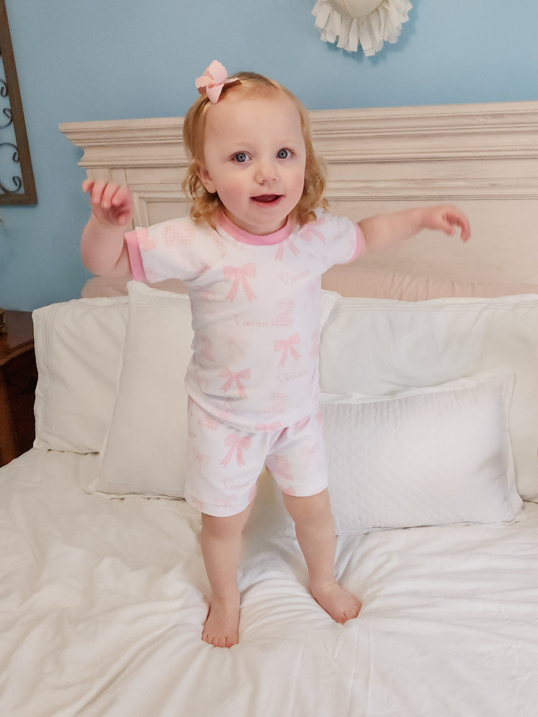 Heirloom Bows Pink Birthday Girl Pajamas - Short or Long Sleeve (3 months to kids 14)