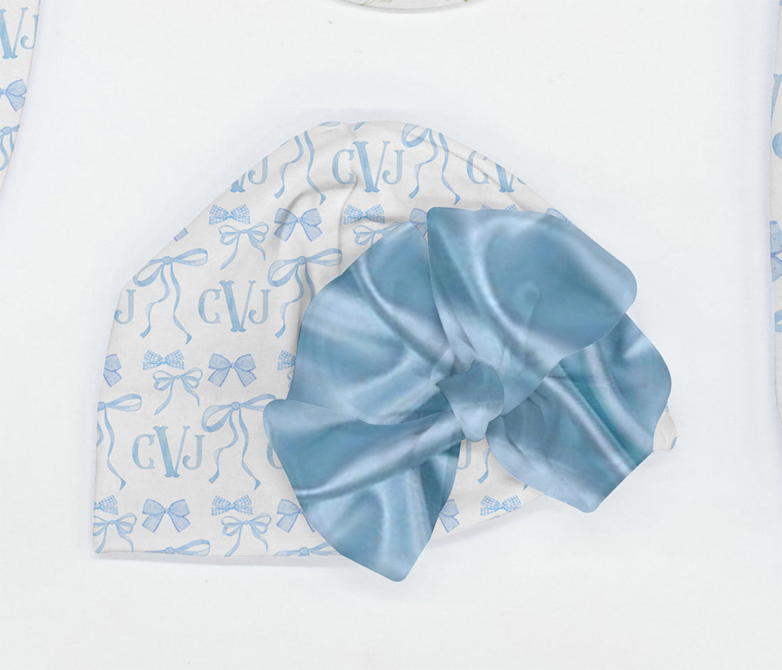Blue Bows Gift Set – Monogrammed Baby Girl Take Me Home Essentials