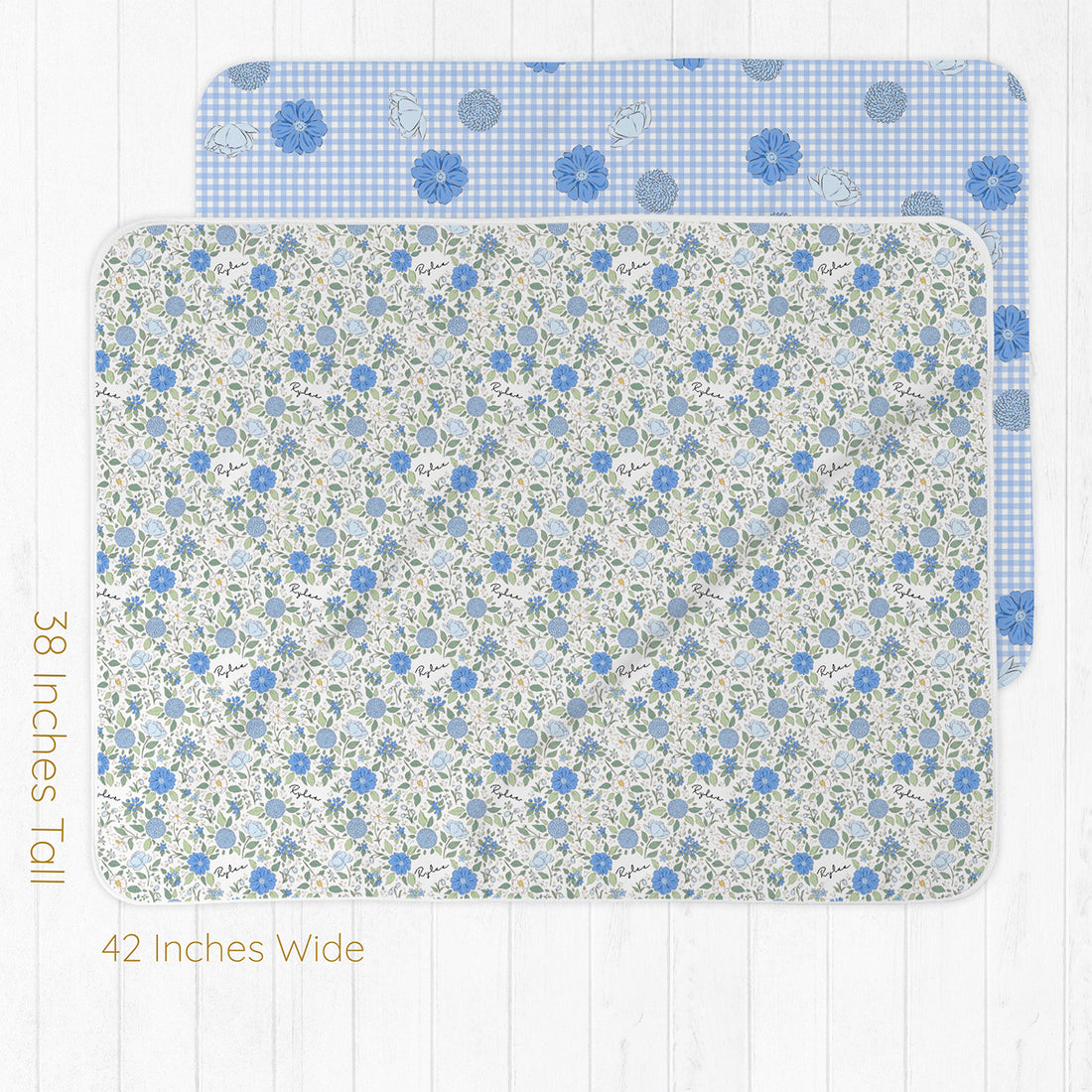 Blue Floral Baby Swaddle - Personalized Blanket