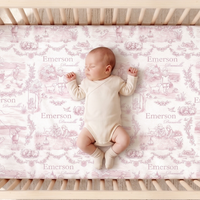Childhood Memories Toile Crib Sheet In Pink Or Blue Print