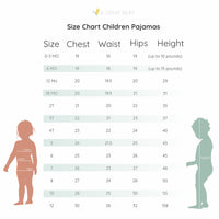 Personalized Pajamas Size Chart