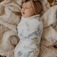 Personalized Baby Gift Set – Vintage Floral Baby Gown, Swaddle Blanket & Name Announcement Disk