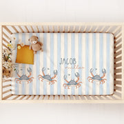 Personalized Crib Sheet – Soft Knit Fabric, Coastal Nursery Bedding with Name