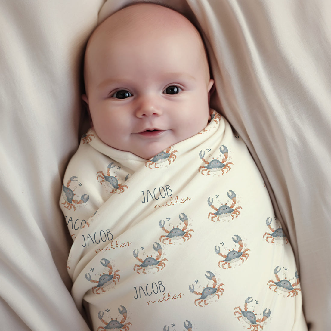 Newborn Gift Set – Personalized Baby Bundle with Gentle Gown, Soft Swaddle & Knotted Hat