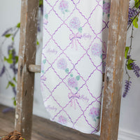 Purple Trellis and Hydrangea Keepsake Baby Blanket
