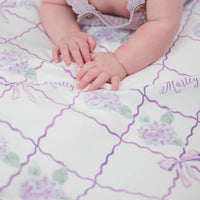 Purple Trellis and Hydrangea Keepsake Baby Blanket