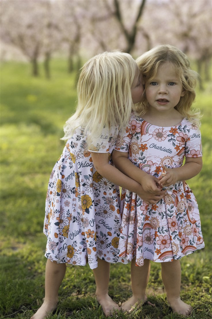Retro Floral Twirl Dresses
