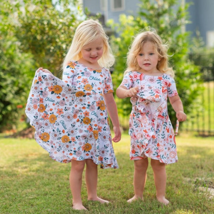 brightly colored knit dresses for little girls with name