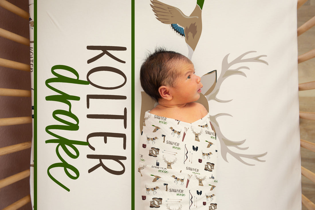Deer Hunter Personalized Custom Crib Sheet