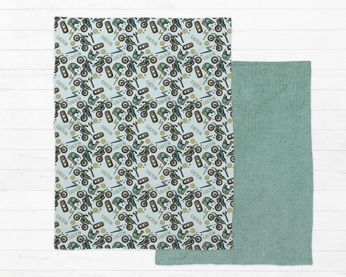 Dirt Bike Minky Deluxe Fur Throw