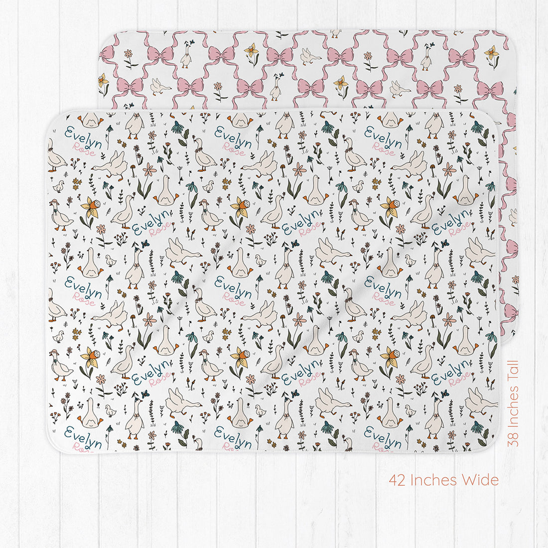 Personalized Baby Gown – Silly Goose Swaddle and Newborn Gift Set with Cozy Hat & Headband