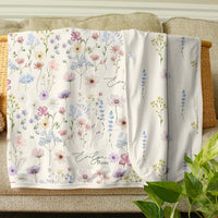 Wildflowers print baby blanket with coordinating newborn gown and accessories