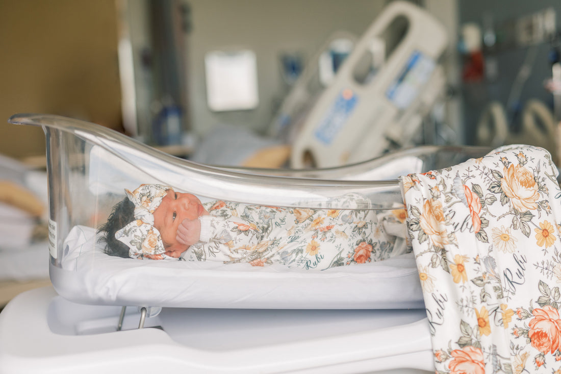 Baby Girl Gift Set – Personalized Floral Baby Gown & Soft Swaddle Blanket