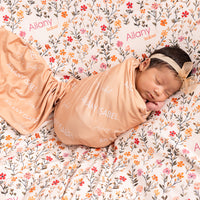 Fall Ditsy Floral Keepsake Baby Receiving Blanket with Satin Trim – Personalized Heirloom Gift (Copy)