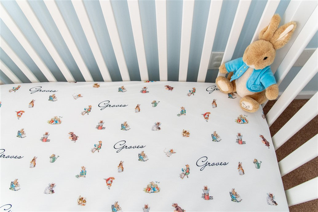 Classic Peter Rabbit Personalized Custom Crib Sheet