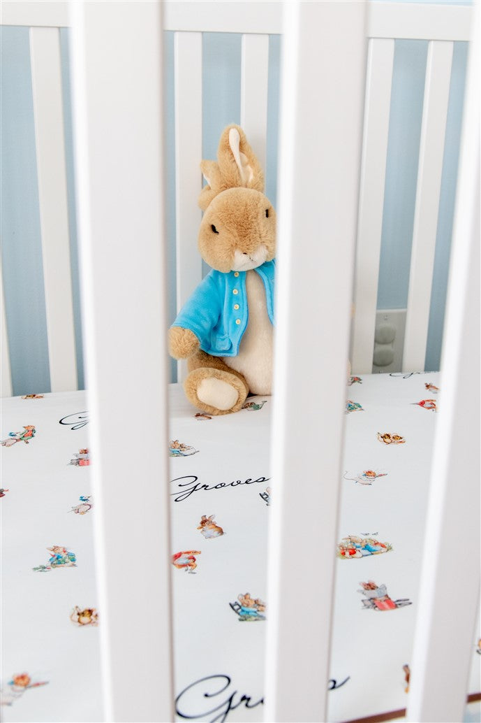 Classic Peter Rabbit Personalized Custom Crib Sheet