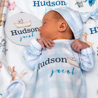 Personalized Newborn Set – Noah's Ark Baby Gift Set With Soft Swaddle & Gown