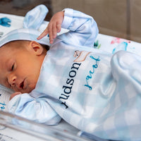 Noah's Ark Baby Gown – Personalized Newborn Boy Outfit | Soft Stretchy Knit