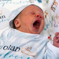 Noah's Ark Baby Gown – Personalized Newborn Boy Outfit | Soft Stretchy Knit