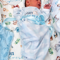 Noah's Ark Baby Gown – Personalized Newborn Boy Outfit | Soft Stretchy Knit