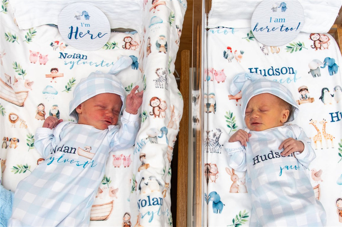 Noah's Ark Baby Gown – Personalized Newborn Boy Outfit | Soft Stretchy Knit