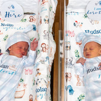 Noah's Ark Baby Gown – Personalized Newborn Boy Outfit | Soft Stretchy Knit