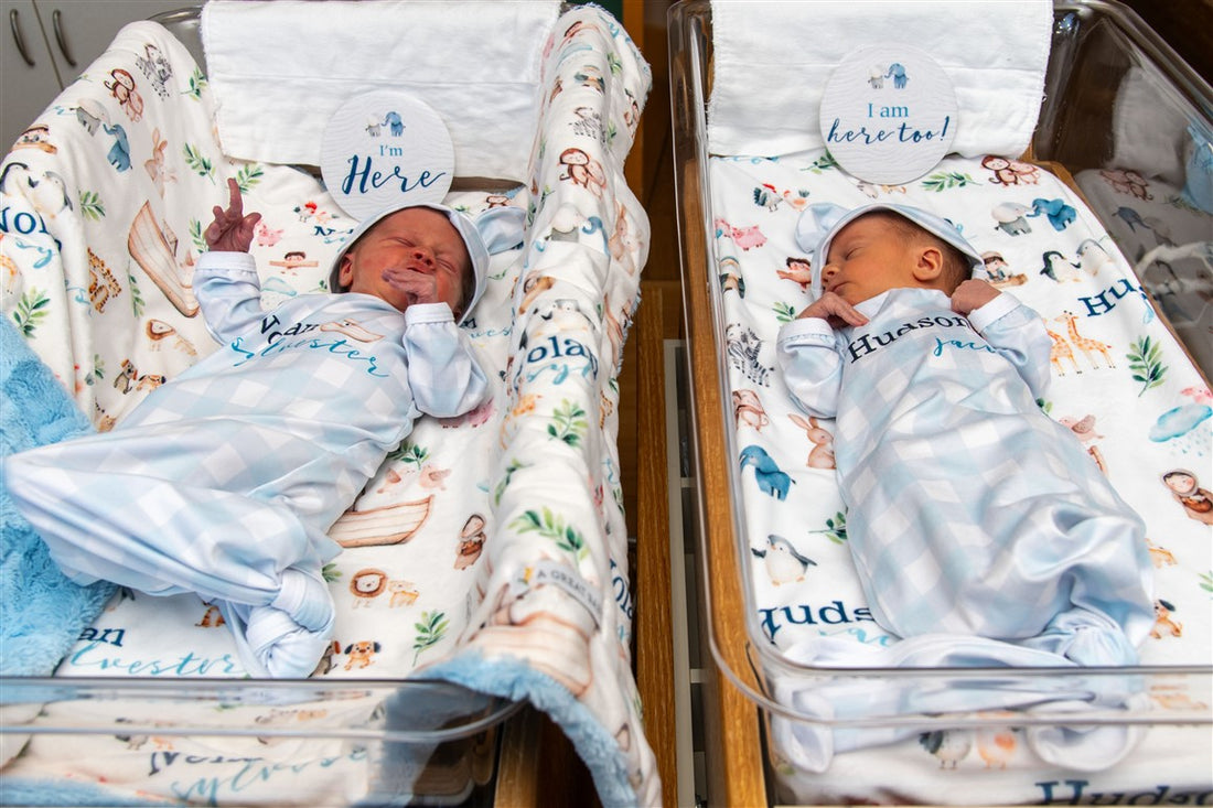 Noah's Ark Baby Gown – Personalized Newborn Boy Outfit | Soft Stretchy Knit