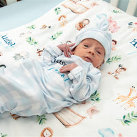 Noah's Ark Baby Gown – Personalized Newborn Boy Outfit | Soft Stretchy Knit