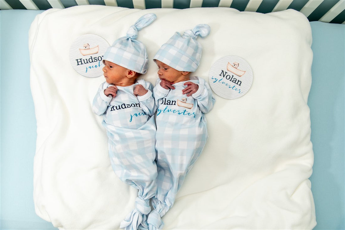 Noah's Ark Baby Gown – Personalized Newborn Boy Outfit | Soft Stretchy Knit