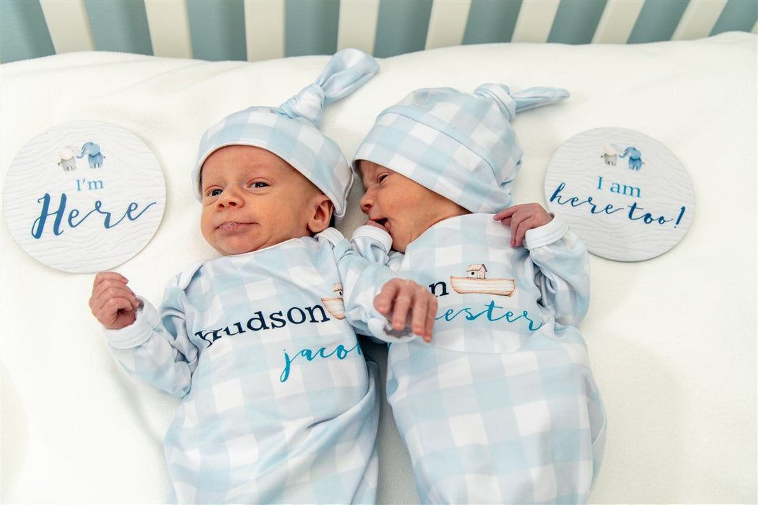 Noah's Ark Baby Gown – Personalized Newborn Boy Outfit | Soft Stretchy Knit