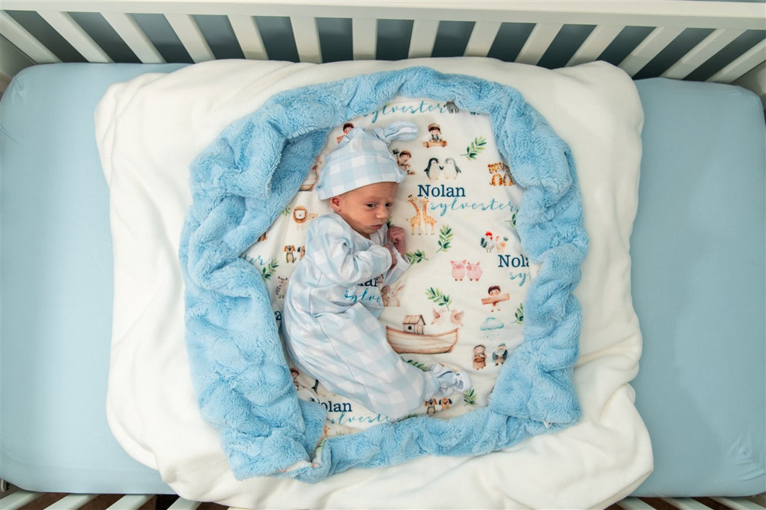 Noah's Ark Baby Gown – Personalized Newborn Boy Outfit | Soft Stretchy Knit