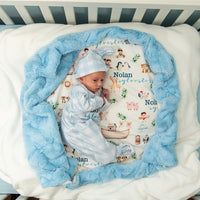 Noah's Ark Baby Gown – Personalized Newborn Boy Outfit | Soft Stretchy Knit