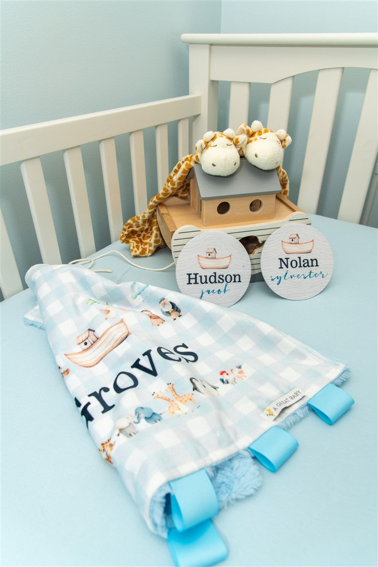 Noah’s Ark Personalized Minky Baby Lovie Blanket