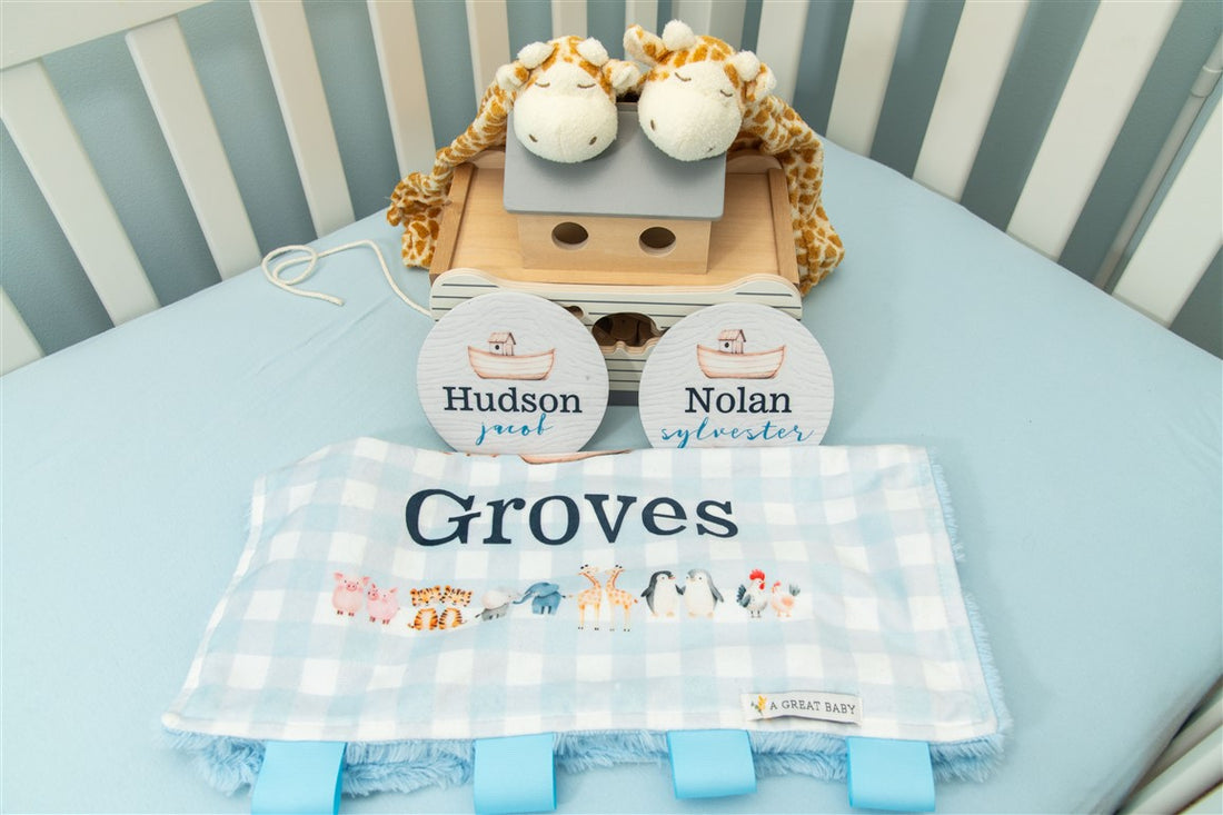 Noah’s Ark Personalized Minky Baby Lovie Blanket