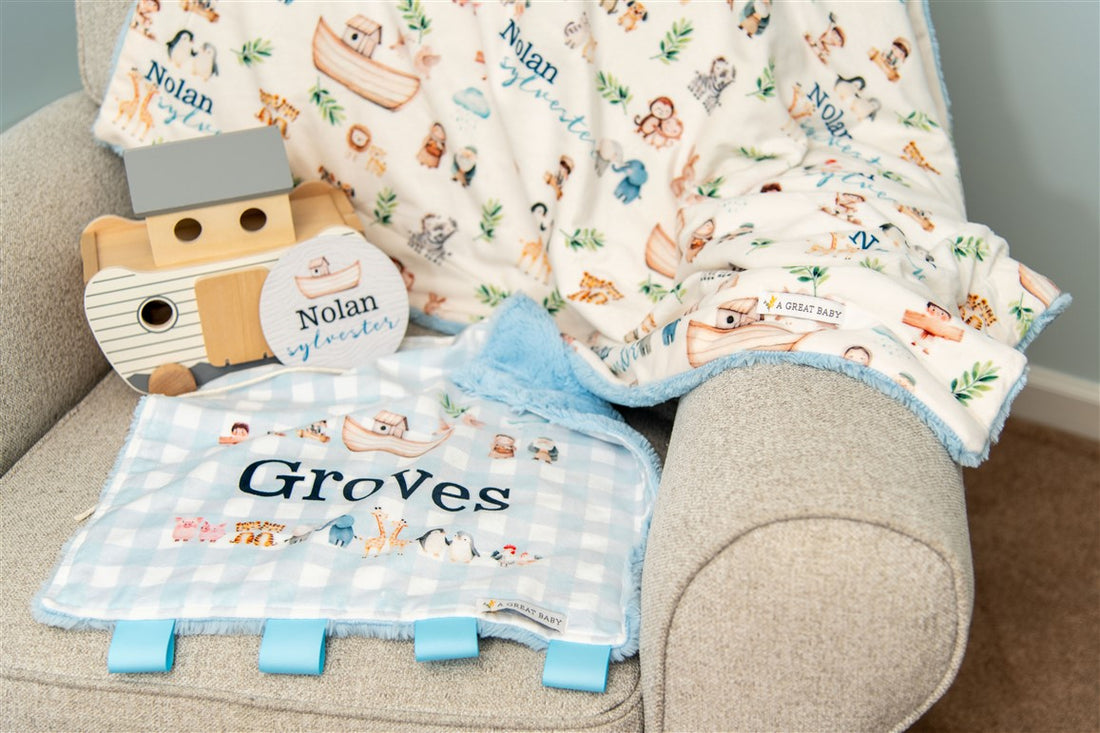 Noah’s Ark Personalized Minky Baby Lovie Blanket