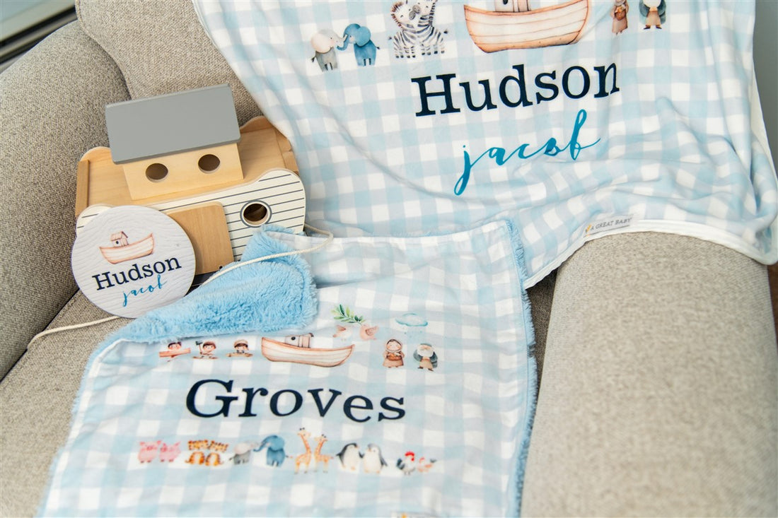 Noah’s Ark Personalized Minky Baby Lovie Blanket