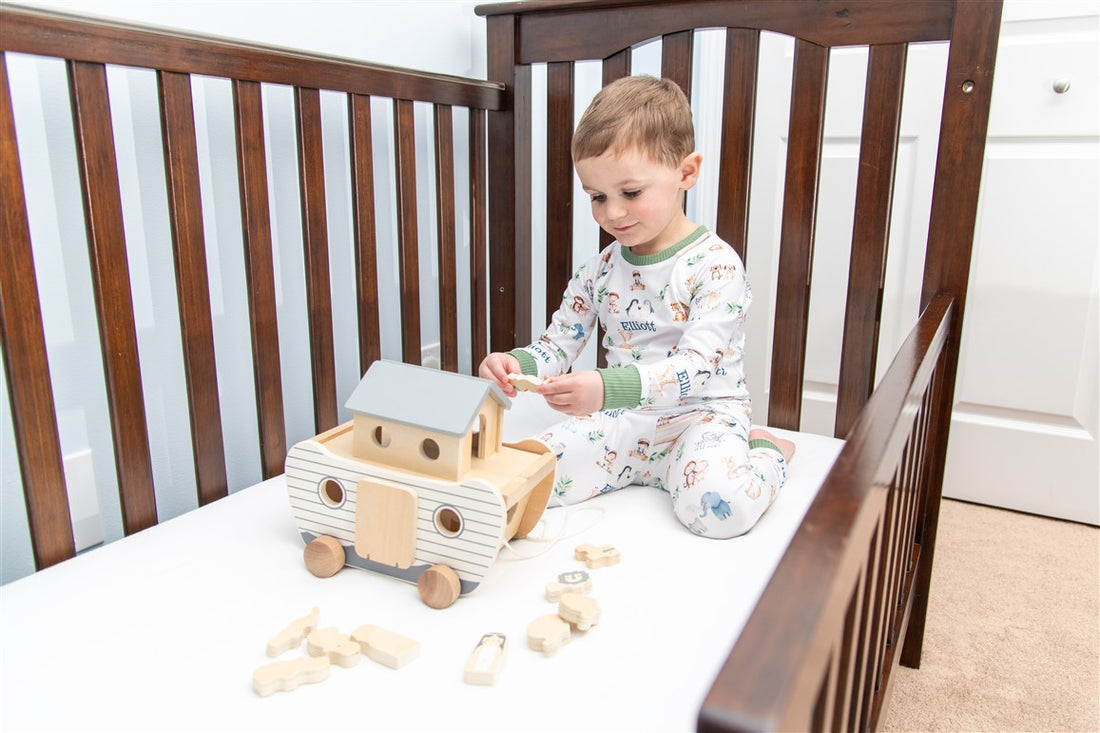 Noah's Ark Pajamas - Personalized Kids Sleepwear Set | Soft Knit Fabric, Machine Washable
