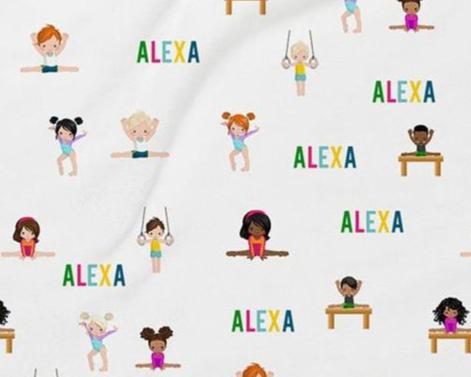 Personalized Gymnastics Blanket - Plush Minky Throw for Girls, Cozy Toddler Gift