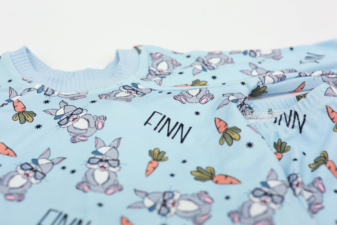 Hip Bunny Personalized Easter Pajamas - Blue