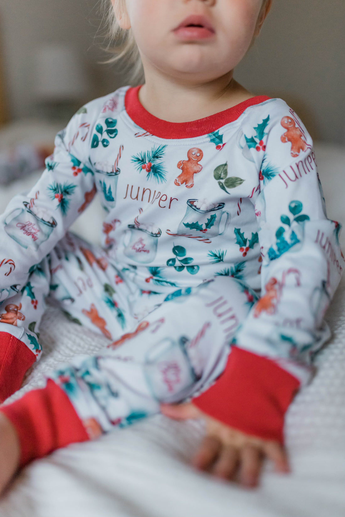 Child wearing  Christmas Hot Cocoa Pajamas