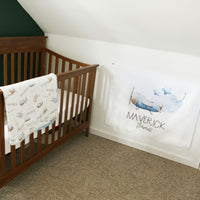 Personalized Airplane Banner – Aviation Nursery Decor | Custom Kids Room Wall Art