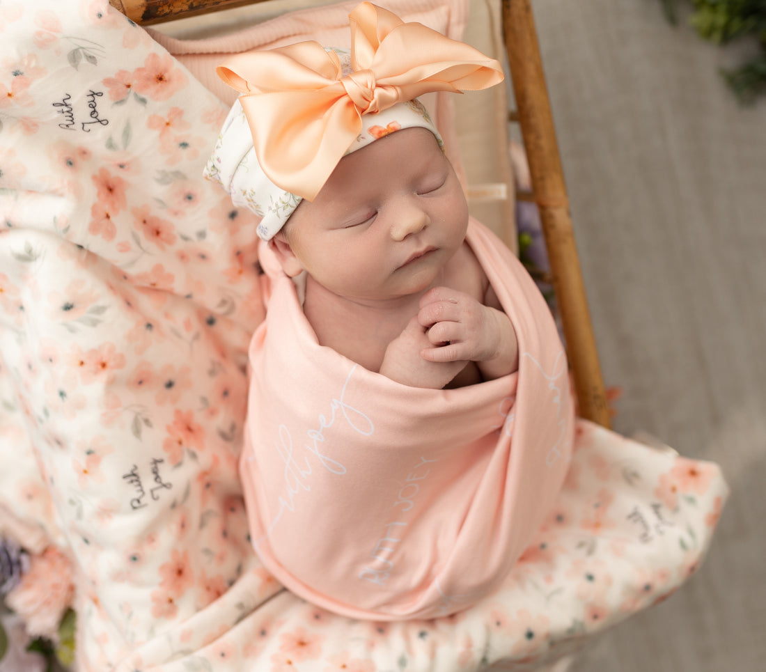 Camden Pale Peach Stretchy Swaddle