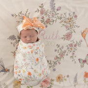 Personalized Baby Blanket - Floral Minky Baby Blanket with Pastel Print & Cozy Soft Faux Fur